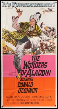 4w277 WONDERS OF ALADDIN 3sh 1961 Mario Bava's Le Meraviglie di Aladino, art of Donald O'Connor!