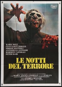 4w345 BURIAL GROUND Italian 1p 1981 Le notti del terrore, best different zombie artwork!