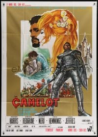 4w349 CAMELOT Italian 1p 1968 Harris as King Arthur, Redgrave as Guenevere, different Casaro art!