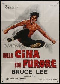 4w357 CHINESE CONNECTION Italian 1p R1970s kung fu master Bruce Lee, art by Averardo Ciriello!