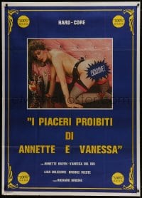 4w364 COED FEVER Italian 1p 1985 portrait of sexy naked Annette Haven on her knees!