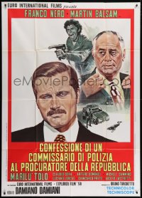 4w369 CONFESSIONS OF A POLICE CAPTAIN Italian 1p 1971 art of Franco Nero & Martin Balsam by Mos!