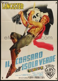 4w379 CRIMSON PIRATE Italian 1p 1953 wonderful art of Burt Lancaster by Luigi Martinati, rare!