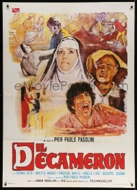 4w399 DECAMERON Italian 1p R1980s Pier Paolo Pasolini's Italian comedy, montage art of the cast!
