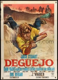 4w401 DEGUEJO Italian 1p 1966 great spaghetti western art of Jack Stuart with gun on ground!