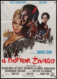 4w413 DOCTOR ZHIVAGO Italian 1p 1966 Sharif, Julie Christie, David Lean English epic, Terpning art!