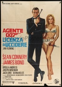 4w418 DR. NO Italian 1p R1971 art of Sean Connery as James Bond & sexy Ursula Andress in bikini!