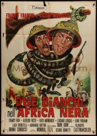 4w423 DUE BIANCHI NELL'AFRICA NERA Italian 1p 1970 Franco art of snake constricting Franco & Ciccio!