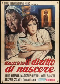 4w426 EL DERECHO DE NACER Italian 1p 1968 The Right to Be Born, art of scared mother & child!