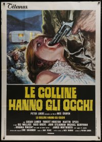 4w479 HILLS HAVE EYES Italian 1p 1978 Wes Craven, violent different art of girl with gun in mouth!