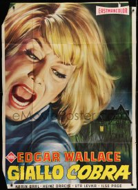 4w485 HORROR OF BLACKWOOD CASTLE Italian 1p 1968 art of screaming woman & scary house, Edgar Wallace