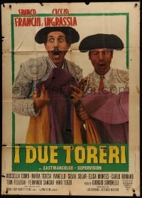 4w495 I DUE TORERI Italian 1p 1965 great photo of Franco & Ciccio as wacky matadors, rare!