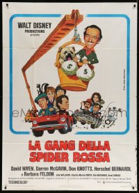 4w595 NO DEPOSIT NO RETURN Italian 1p 1976 Walt Disney, wacky art of David Niven w/money bags!