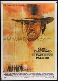 4w609 PALE RIDER Italian 1p 1985 great artwork of cowboy Clint Eastwood by C. Michael Dudash!