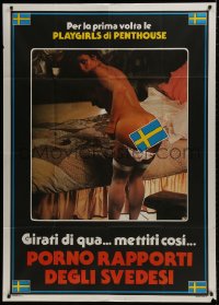 4w622 PORNO RAPPORTI DEGLI SVEDESI Italian 1p 1984 sexy naked woman covered by Swedish flag!