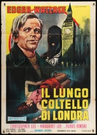 4w631 PSYCHO-CIRCUS Italian 1p 1968 different Piovano art of Klaus Kinski & dead girl in London!