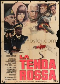 4w641 RED TENT Italian 1p 1971 different art of Sean Connery & Claudia Cardinale by Enzo Nistri!