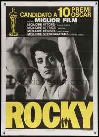 4w656 ROCKY Italian 1p 1977 different close up of boxer Sylvester Stallone, boxing classic!