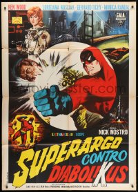 4w714 SUPERARGO VS. DIABOLICUS Italian 1p 1966 cool art of masked hero by Renato Casaro!