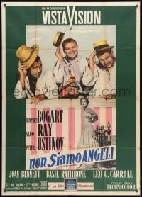 4w770 WE'RE NO ANGELS Italian 1p 1955 Humphrey Bogart, Aldo Ray & Peter Ustinov tipping their hats!