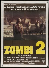 4w787 ZOMBIE Italian 1p 1979 Lucio Fulci's classic Zombi 2, great image of the walking dead!