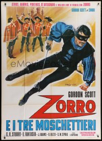 4w788 ZORRO & THE 3 MUSKETEERS Italian 1p R1970s Sciotti art of the classic swashbucklers together!