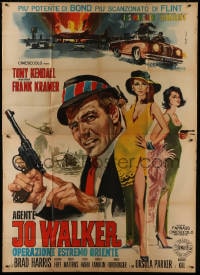 4w796 AGENT JOE WALKER: OPERATION FAR EAST Italian 2p 1966 Tarantelli art of spy & sexy girls!