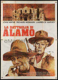 4w798 ALAMO Italian 2p R1971 different Biffignandi art of John Wayne & Richard Widmark in Texas!
