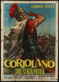4w826 CORIOLANUS: HERO WITHOUT A COUNTRY Italian 2p 1964 Ciriello art of warrior Gordon Scott!