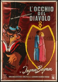 4w836 DEVIL'S EYE Italian 2p 1961 Ingmar Bergman directed, Bibi Andersson, great Ercole Brini art!