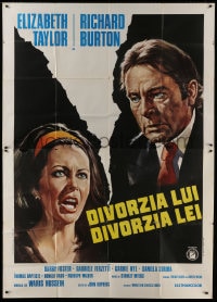 4w838 DIVORCE HIS DIVORCE HERS Italian 2p 1973 different art of Elizabeth Taylor & Richard Burton!