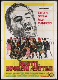 4w840 DOWN & DIRTY Italian 2p 1976 Brutti sporchi e cattivi, Symeoni art of Nino Manfredi & cast!