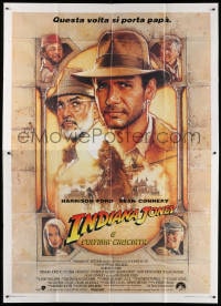 4w882 INDIANA JONES & THE LAST CRUSADE Italian 2p 1989 Struzan art of Harrison Ford & Sean Connery!
