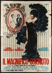 4w908 MAGNIFICENT CUCKOLD Italian 2p 1965 Symeoni art of sexy Claudia Cardinale in slinky dress!
