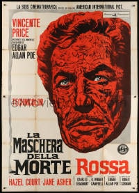 4w914 MASQUE OF THE RED DEATH Italian 2p 1965 cool montage art of Vincent Price, Edgar Allan Poe!