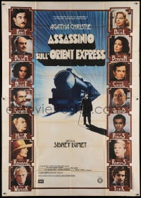 4w924 MURDER ON THE ORIENT EXPRESS Italian 2p 1974 great different art of train & top cast!