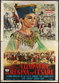 4w930 QUEEN FOR CAESAR Italian 2p 1962 art of sexy Pascale Petit as Cleopatra by Renato Casaro!