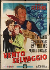 4w933 REAP THE WILD WIND Italian 2p R1960 John Wayne, Paulette Goddard, Milland, Cecil B. DeMille!