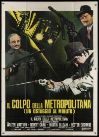 4w969 TAKING OF PELHAM ONE TWO THREE Italian 2p 1974 different subway train hijack art by Nistri!