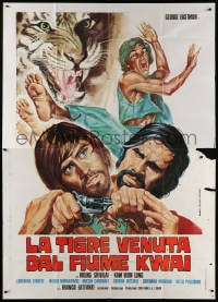 4w975 TIGER FROM RIVER KWAI Italian 2p 1975 George Eastman, cool kung fu art by Zanca!
