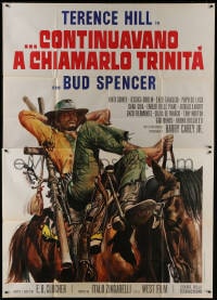 4w978 TRINITY IS STILL MY NAME Italian 2p 1972 cool spaghetti western art of Terence Hill on horse!