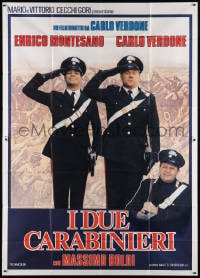 4w982 TWO COPS Italian 2p 1984 Carlo Verdone & Enrico Montesano saluting in uniform!