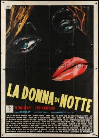 4w997 WOMEN BY NIGHT style B Italian 2p 1965 Manfredo c/u art of sexy woman's blacked out face!