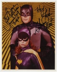 4x673 BATMAN signed color 8x10 REPRO still 1960s by BOTH Adam West AND Yvonne Craig as Bat Girl!