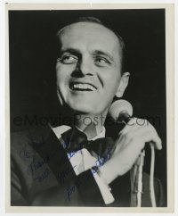 4x730 BOB NEWHART signed 8x10 REPRO still 1970s great close up of the comedian smiling w/microphone!