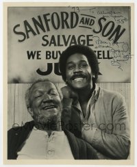 4x758 DEMOND WILSON signed 8.25x10 REPRO still 1973 posing with Sanford & Son co-star Redd Foxx!