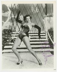 4x810 JANE RUSSELL signed 8x10.25 REPRO still 1980s as sexy showgirl in The French Line!