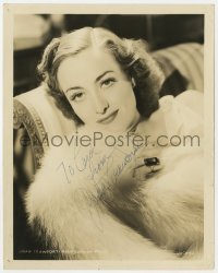 4x424 JOAN CRAWFORD signed 8x10.25 still 1930s beautiful MGM studio portrait wearing fur!
