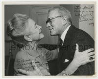 4x449 LAURENCE OLIVIER/HELEN HAYES signed Canadian 8x10 news photo 1967 by BOTH, great close up!