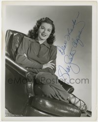 4x472 MARGUERITE CHAPMAN signed 8.25x10.25 still 1940s great seated portrait in leather chair!